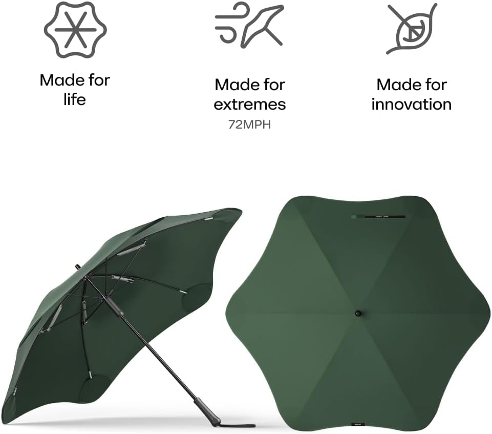 BLUNT Classic Large Windproof Umbrella – 47" Umbrella for Wind and Rain, Durable Canopy Design, Heavy Duty for Everyday Travel, UV Protection - Forest Green