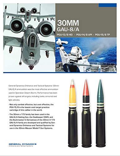 A-10 Warthog 30MM Cannon Collectors Dummy Round with Removable Projectile