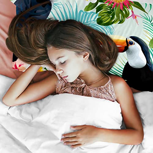 Housse de couette toucan et parure de lit double douce tropicale - 4