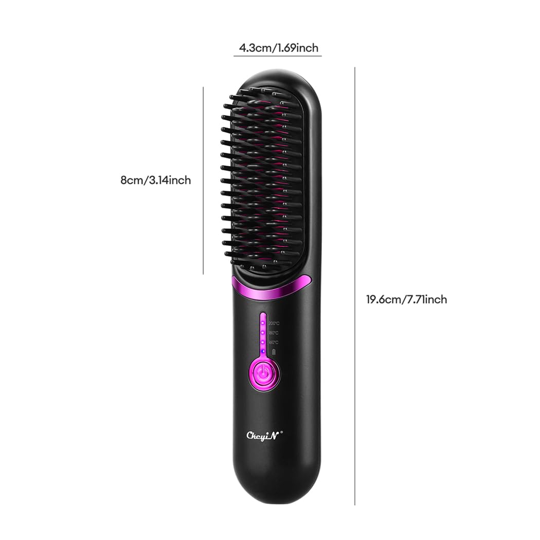 Cepillo Alisador Pelo, Hair Straightener Brush, Calentamiento Rápido, Protección Antiquemaduras, Anti Encrespamiento Mini cepillo alisador, plancha de pelo portátil para viajes