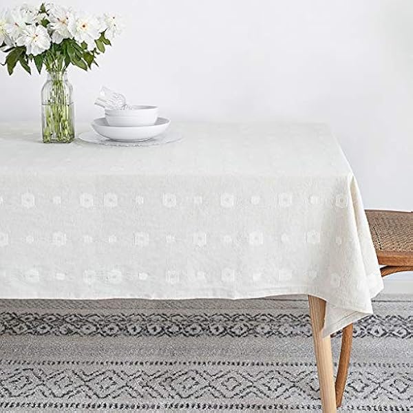 Tablecloths Handmade Simple Washable Cotton Linen Table Cloth Decorative Tablecloth Wrinkle Free Rectangular Table Cloth For Kitchen Dinning Party 3 Colors