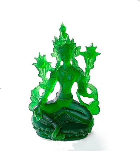 5.0 in Nueva mano pequeña verde Tara verde resina bolsillo budista tibetano estatua cajas