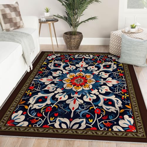 Classic Oriental Washable Rugs 6' x 8' Traditional Style Brown