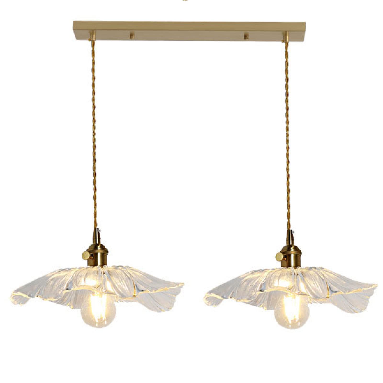 Suspension LED rétro, luminaire créatif en Forme de Feuille de Lotus, RT en Verre et Laiton, pour Salon, Chambre, Salle à Manger, Chambre d'enfant, lumière Chaude, Lampe à Double tête KY Star