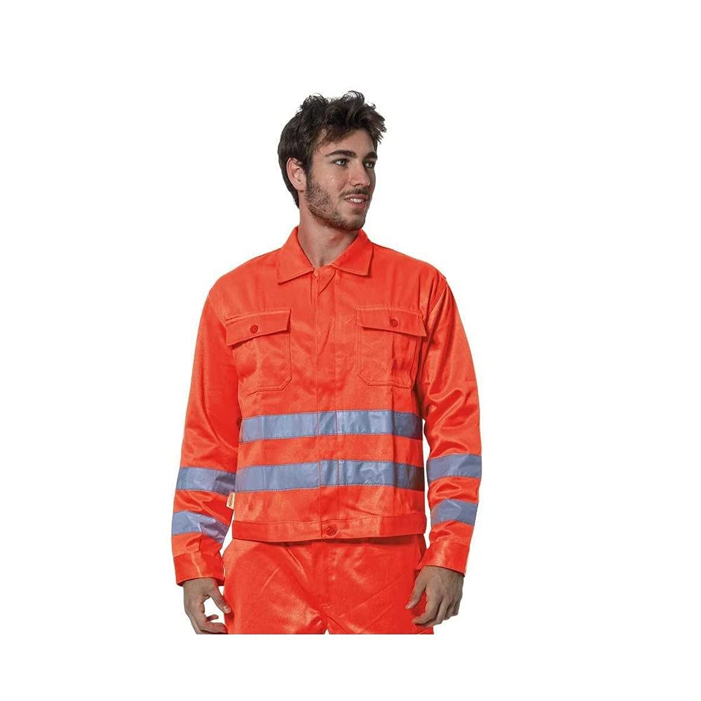 LOGICA Chaleco de trabajo de alta visibilidad CE HV fluorescente naranja en barril peso 350 gramos 845PILHV, naranja., Large