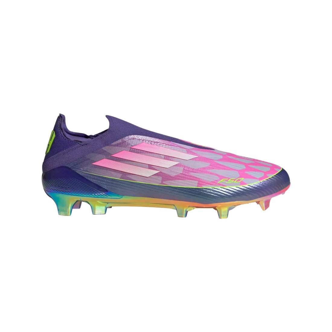 adidas F50 Elite LY Laceless FG (Purple/Cloud White/Lucid Lemon, US Footwear Size System, Adult, Men, Numeric, Medium, 7.5)