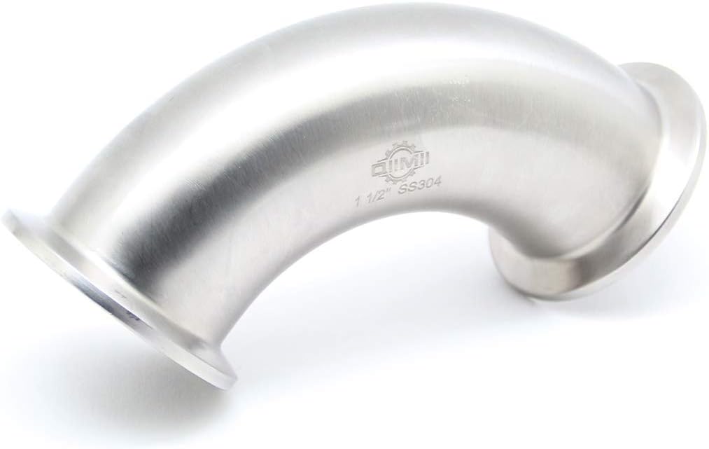 – QiiMii SS304 Sanitary 1.5" Tri clamp Elbow Fitting 90 Degree Tri Clover Fittings, Pipe OD:38.1mm