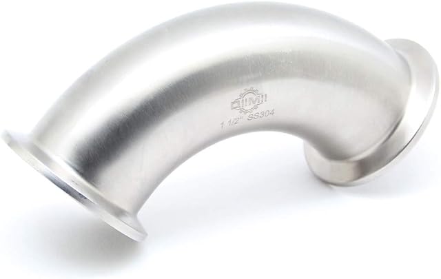 QiiMii SS304 Sanitary 1.5" Tri clamp Elbow Fitting 90 Degree Tri Clover Fittings, Pipe OD:38.1mm