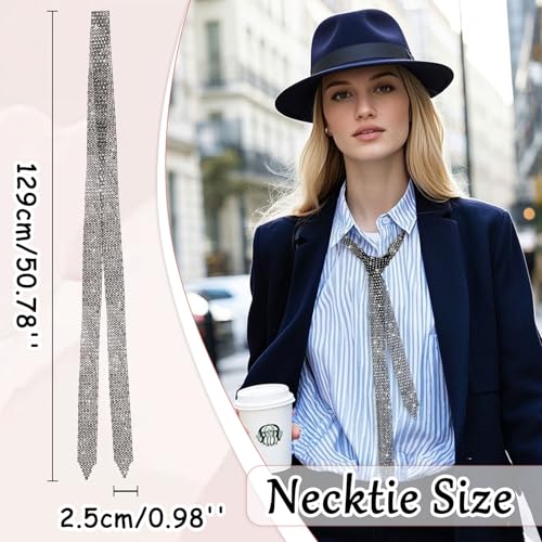 Rhinestone Neck Tie for Women Long Skinny Ties for Women Sparkle Crystal Tie for Prom Wedding Party4