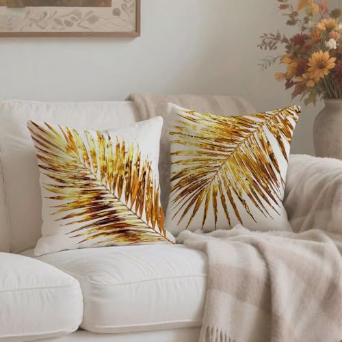 Housse coussin 60x60cm doré en lin double face imperméable de luxe - 4
