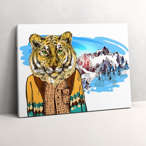 Tigre dans un pull image sur toile 80x60cm sublime votre bureau ou salon chic