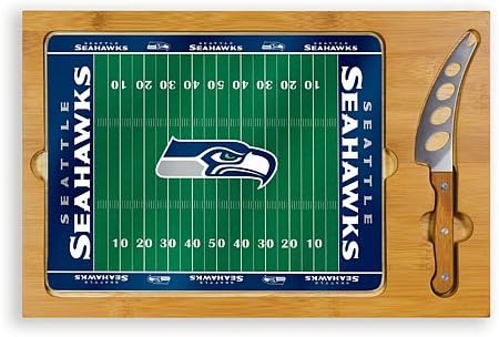 Miniatura 2 de PICNIC TIME NFL Football Field Icon Glass Top Cutting Board & Knife Set, (Parawood & Bamboo)