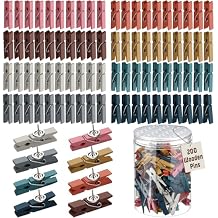Affrolling 200 Pcs Push Pin with Wooden Clips Tacks Boho Classroom Decor for Cork Board Bulletin Board Colorful Thumb Tacks Wooden Clips for Teachers School Office Home Supplies Accessories