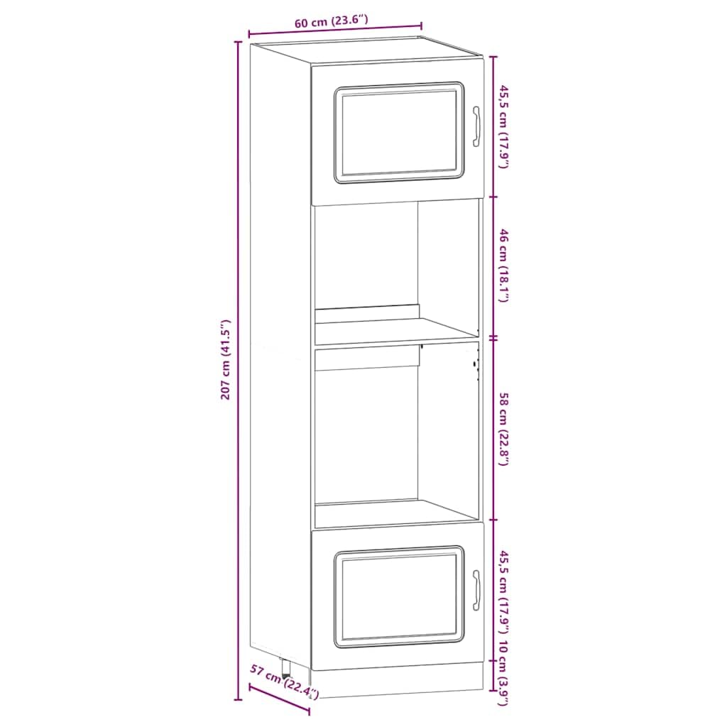 Kalmar - Set di 7 mobili da cucina in legno bianco lucido, con ampio spazio per riporre oggetti, piedi regolabili, autoportante, con mobiletto basso