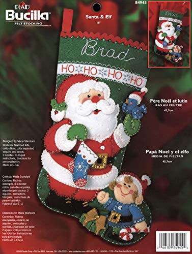 Kit chaussette feutre Bucilla Santa & Elf broderie applique Noël 84945