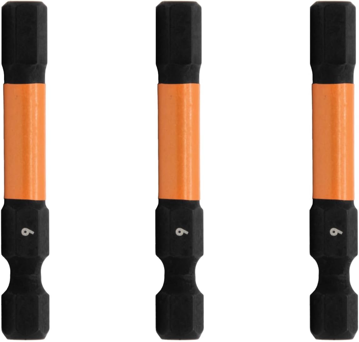 Railer Hex 6mm Tamper Proof 2" Bits - Hex Security 6 mm Impact Driver Bits. 1/4" Shank S2 Steel Tamper-Resistant Allen Bits (3 Pack)