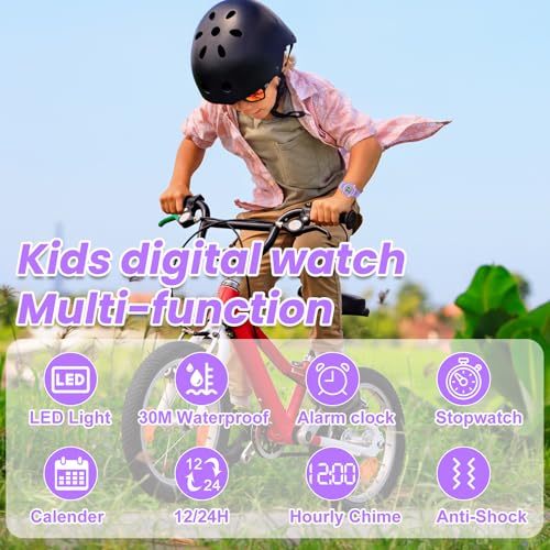 Image of Edillas Kids Watches Digital Girls Boys, 7 Colors Light Wrist Watch for Child Waterproof Sport Outdoor Multifunctional Wristwatches with Stopwatch /Alarm for Ages 4-15