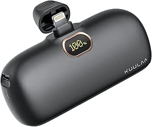 Kuulaa Mini iPhone Power Bank 5000mAh Battery Power Bank Small Portable Charger Plug-in Battery Pack for Compatible with iPhone 14/14 Plus/14 Pro/14 Pro Max/13/12/11 /XS/XR/X/8/7/6/Plus and More