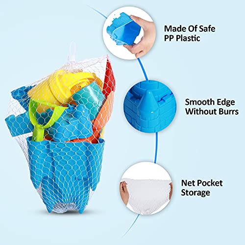 image for Benlang Beach Sand Toys Set,15Pcs Castle Mold Sand Molds for Kids,Beac