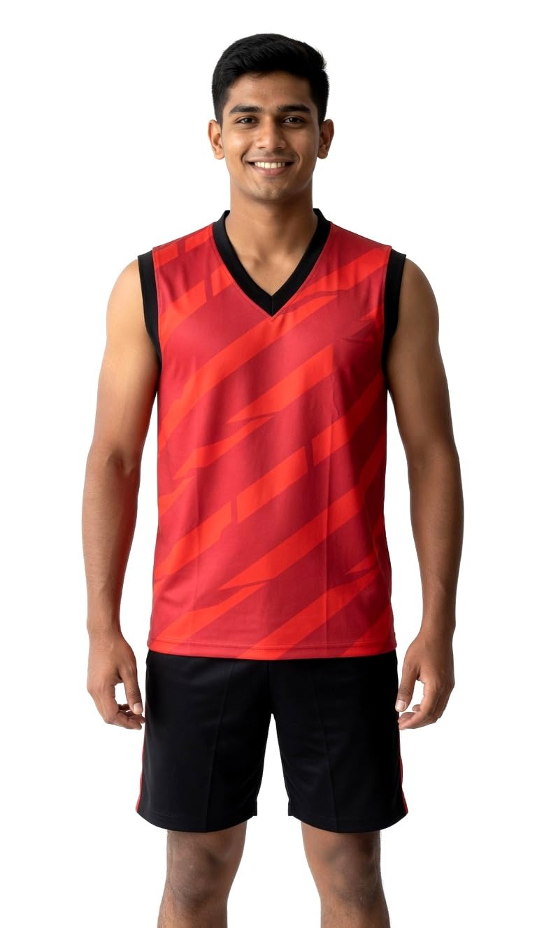 Ashwan Sando and shorts set JERSEY (Regular, RED BLACK)-image-28