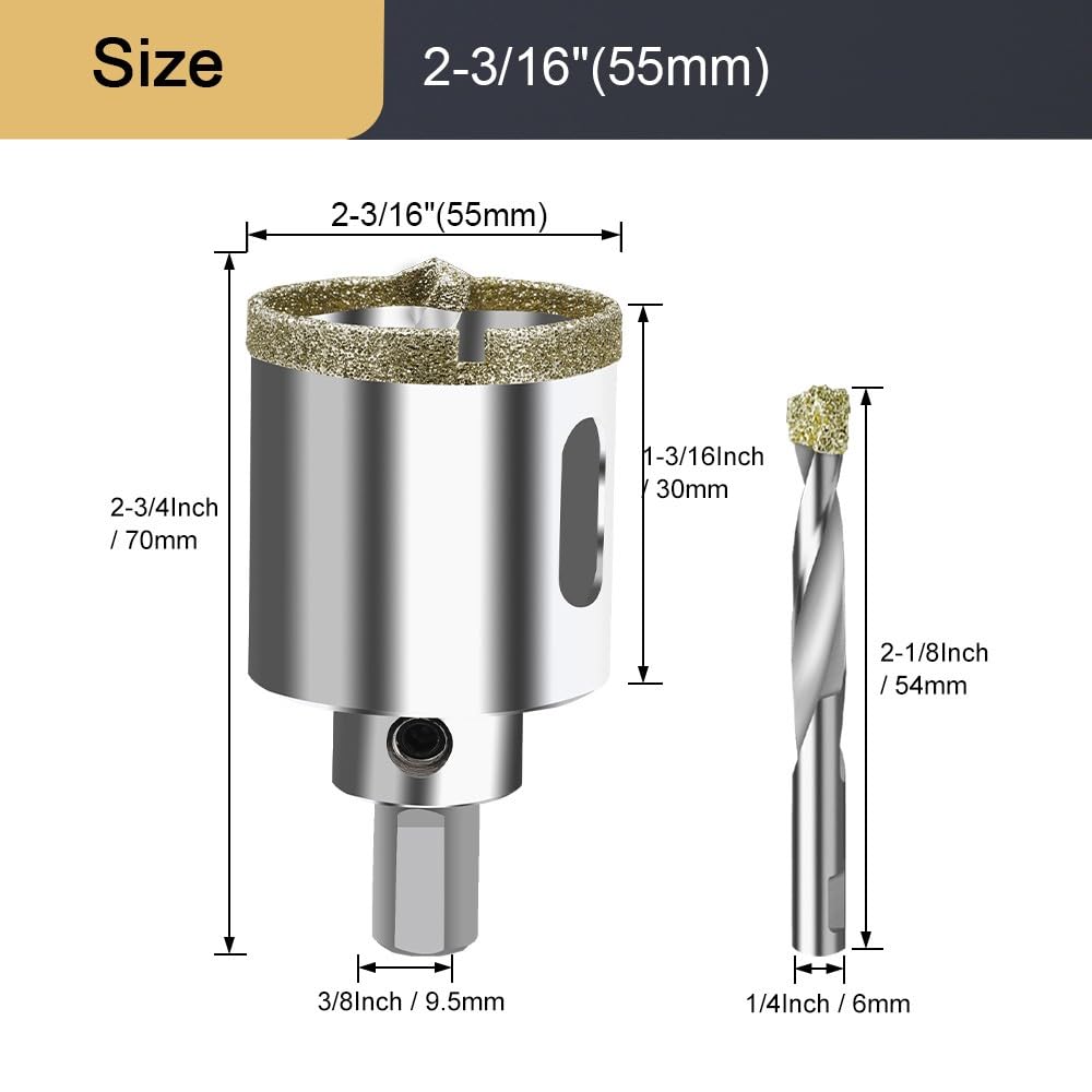 ASNOMY Diamantgatenzaag met centreerboor, 20 mm, glazen boor met diamantcoating, holle boorkroon, tegelboor voor glas, tegels, keramiek, marmer, graniet