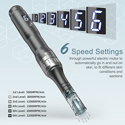 Microneedling Pen Electric Derma Roller - Tilmann Professional Wireless Adjustable Microneedle Wand Derma Pen Skin Care Tool For Face Body Home Use 16 36 Nano Cartridges #TOP3