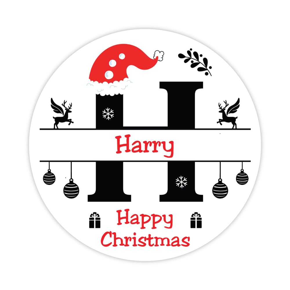 Papa Prints Alphabet -H Pack Of 24 Personalised Name Labels H Christmas Name Tags 45Mm Christmas Stickers