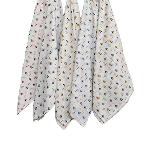 Image of TRANCE Home Linen Super Soft Cotton Malmal Swaddle Cloth | Single Layer Swaddle Wrap | Multipurpose Baby Blanket (100x100 cm, White Boats, Pack of 5)