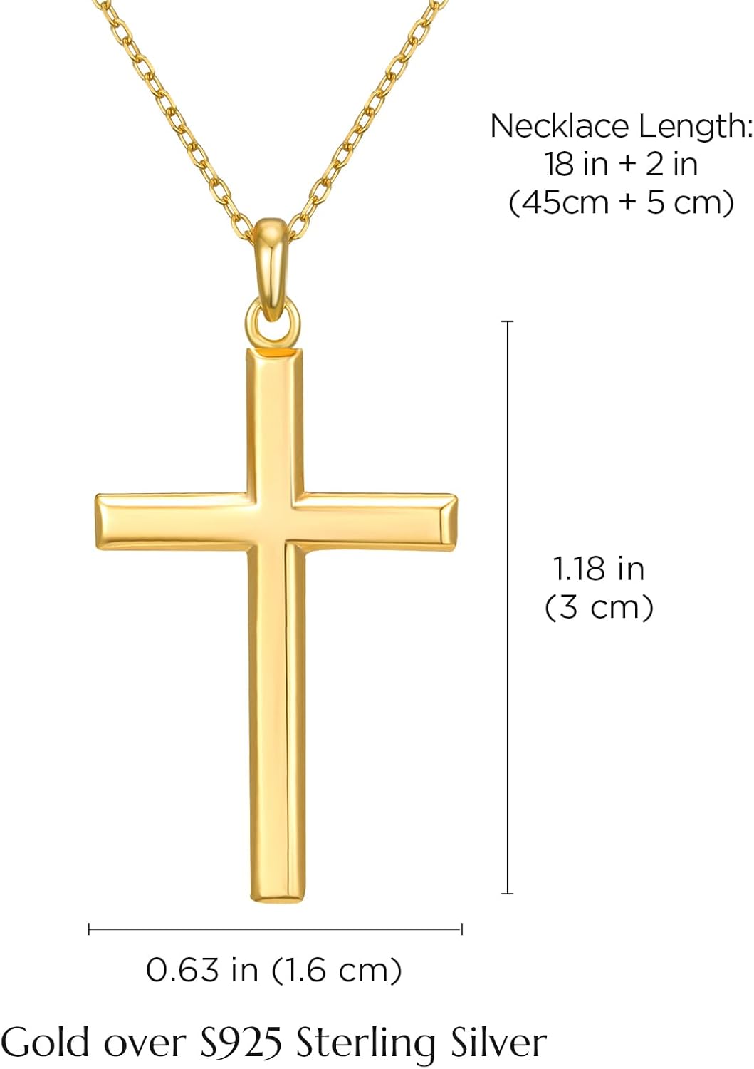 NORBU S925 Cross Necklace for Women, 18K Gold Plated Womens Cross Necklaces with 18/20 inch Chain, Sterling Silver Cross Pendant Dainty Christian Jewelry Catholic Religious Gift for Her - Image 7