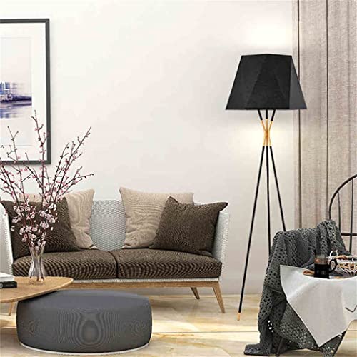 Lámpara alta de pie estilo trípode con pantalla elegante loft en color negro 5