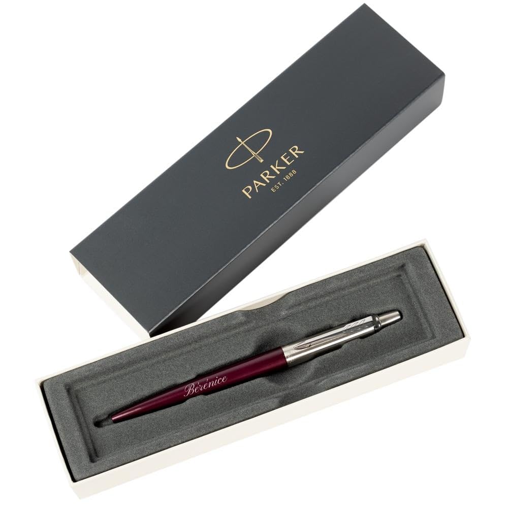 Ocadeau Biros personalizados creados a partir de un bolígrafo Parker Jotter violeta con texto grabado - Biros personalizados Jotter Core violeta