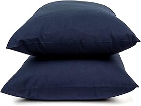 أكياس مخدات من مزيج القطن المصري ناعمة ومزودة بمسامات للتهوية، 50 × 70 سم، أزرق كحلي، قطعتان