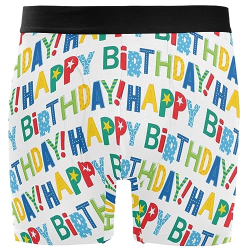 ZZXXB Funny Happy Birthday Mens Boxer Briefs Breathable Underwear Fly Front With Pouch S - XXL