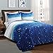 PB&J Make A Wish Space Star Ombre Navy & White Reversible Print 2 Piece Quilt Set, Twin
