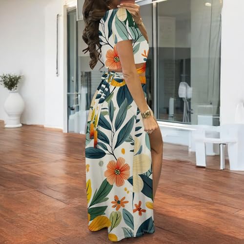 Image of MESLIMA Two Piece Dresses Sets for Women Summer Boho Maxi Dresses