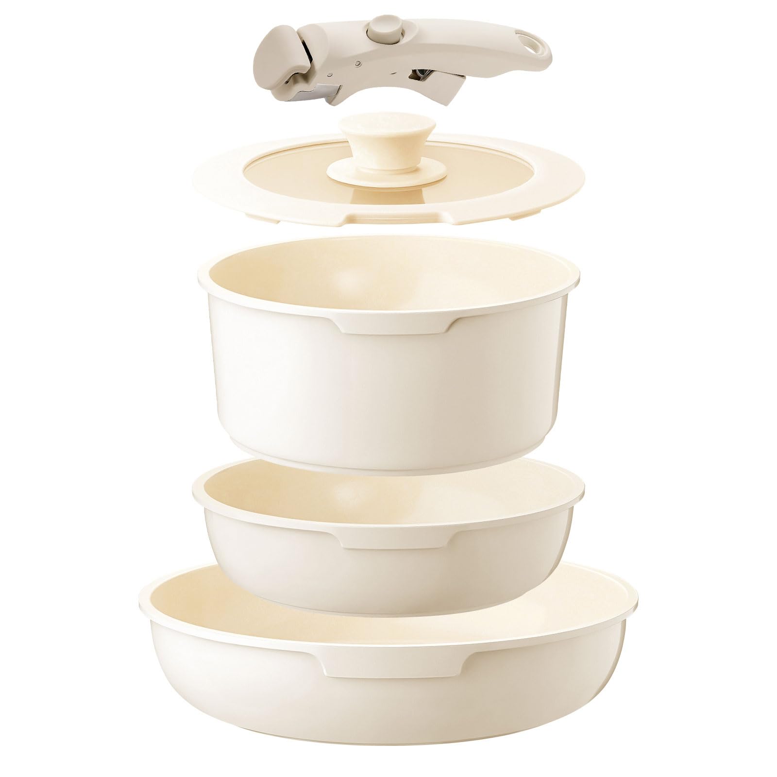 IKTU White Ceramic Cookware Set