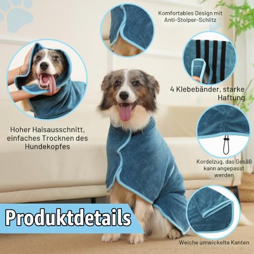 HezzLuv Hundebademantel Ultra Saugfähig Mikrofaser Hunde Trockenmantel
