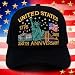 250th Anniversary USA Hat - Bald Eagle Embroidery Patriotic Baseball Cap, Eagle & Liberty 250 Year American Anniversary Hat (Goddess, Black)