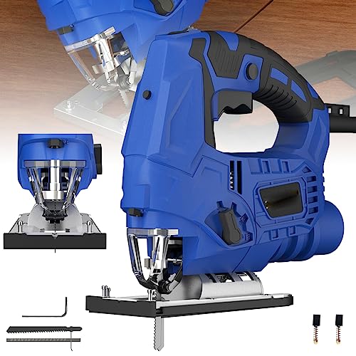 Jigsaw, JAOSY 2000W Electric Jig Saws with Powerful Copper Motor, 6 Variable Speed, 4 Orbital Sets and 0°-45° Bevel Cutting, LED Light, 1 Piece T-Shank Blades, 2M Wire 1 Jigsaw, JAOSY 2000W Electric Jig Saws with Powerful Copper Motor, 6 Variable Speed, 4 Orbital Sets and 0°-45° Bevel Cutting, LED Light, 1 Piece T-Shank Blades, 2M Wire