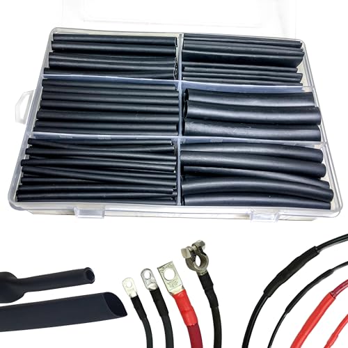 180 Pcs 3:1 Ratio Adhesive Heat Shrink Tubing Kit,Wire Shrink Wrap Tubing,Waterproof Heat Shrink Tubing,Wire Connectors Kit,Shrink Wrap,Heat Shrink Wire Connectors,7 Sizes - Black