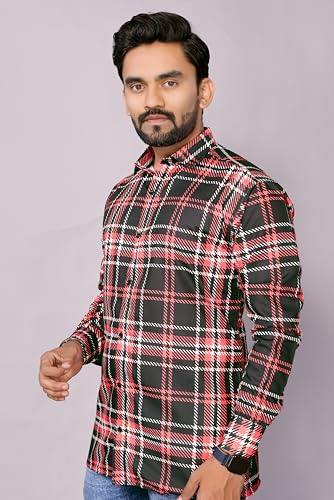 Image of GURIK Men's Cotton Box Checkered Slim Fit Casual Shirt with Chest Pocket, Full Sleeve Shirt for Formal & Casual Wear