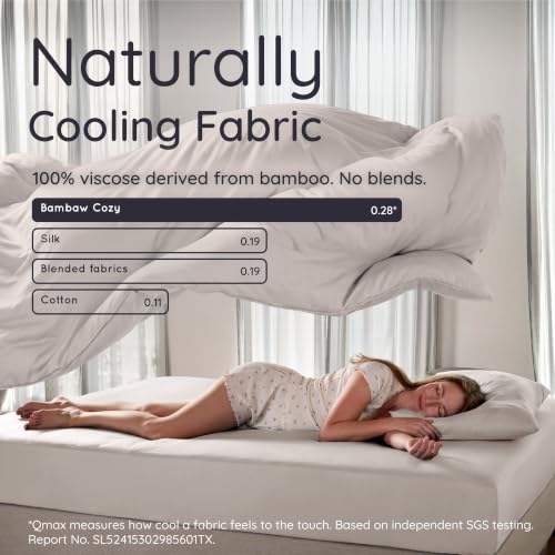 Image of Bambaw 3pcs Set - 100% Viscose Derived from Bamboo Duvet Cover Queen Size Set, Duvet Cover Cooling for Hot Sleepers, Super Soft & Breathable, Oeko-TEX Standard 100 Certified, No Comforter (Sand)