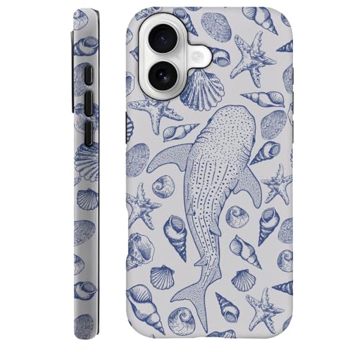 DAIZAG Case Compatible with iPhone 17,Fit Shockproof Cover for Women Girls,Blue Seashell Whale Shark Ocean