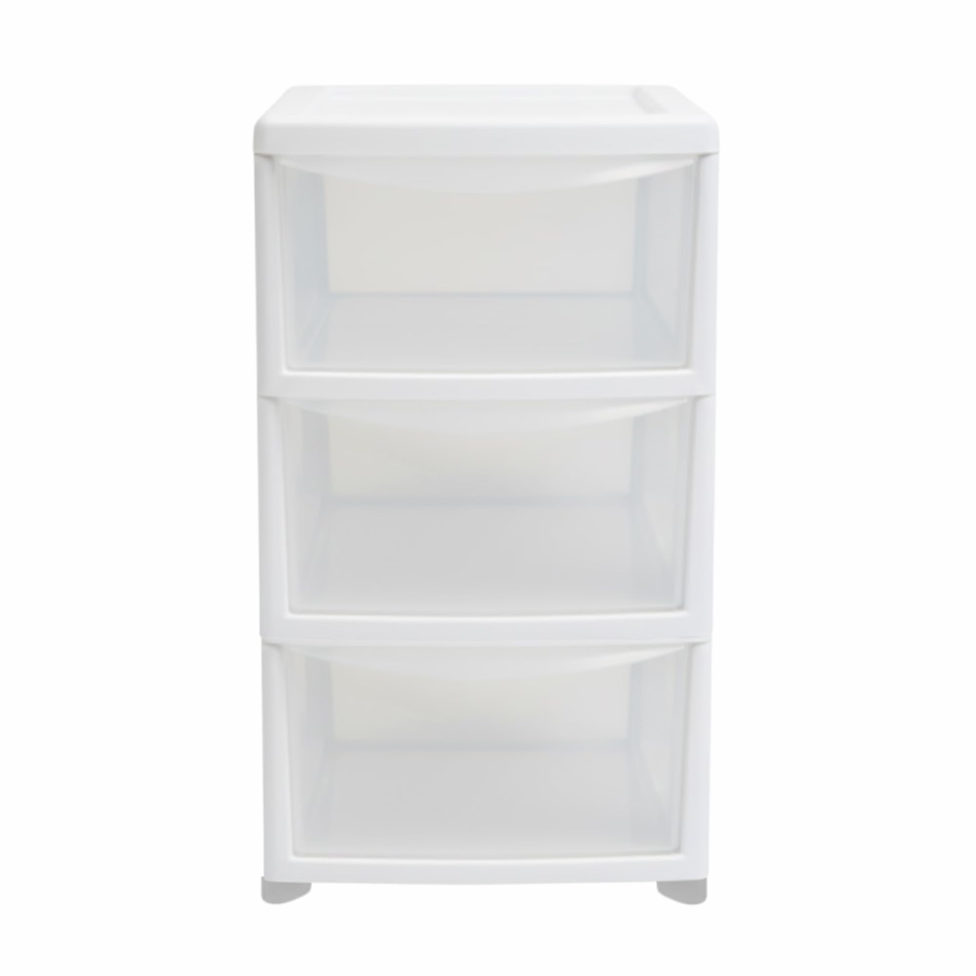 Sidsons - Large Plastic Storage Drawer Unit - Stackable Transparent Units - Clear Drawers for Home, Office Makeup Organiser - Compact Organiser Chest - Multi-Room Storage Solution (White, 3 Tier)