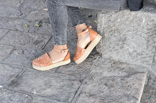 Macarena Collection Huarache Sandal Colorful Leather Mexican Style Color Tan 023