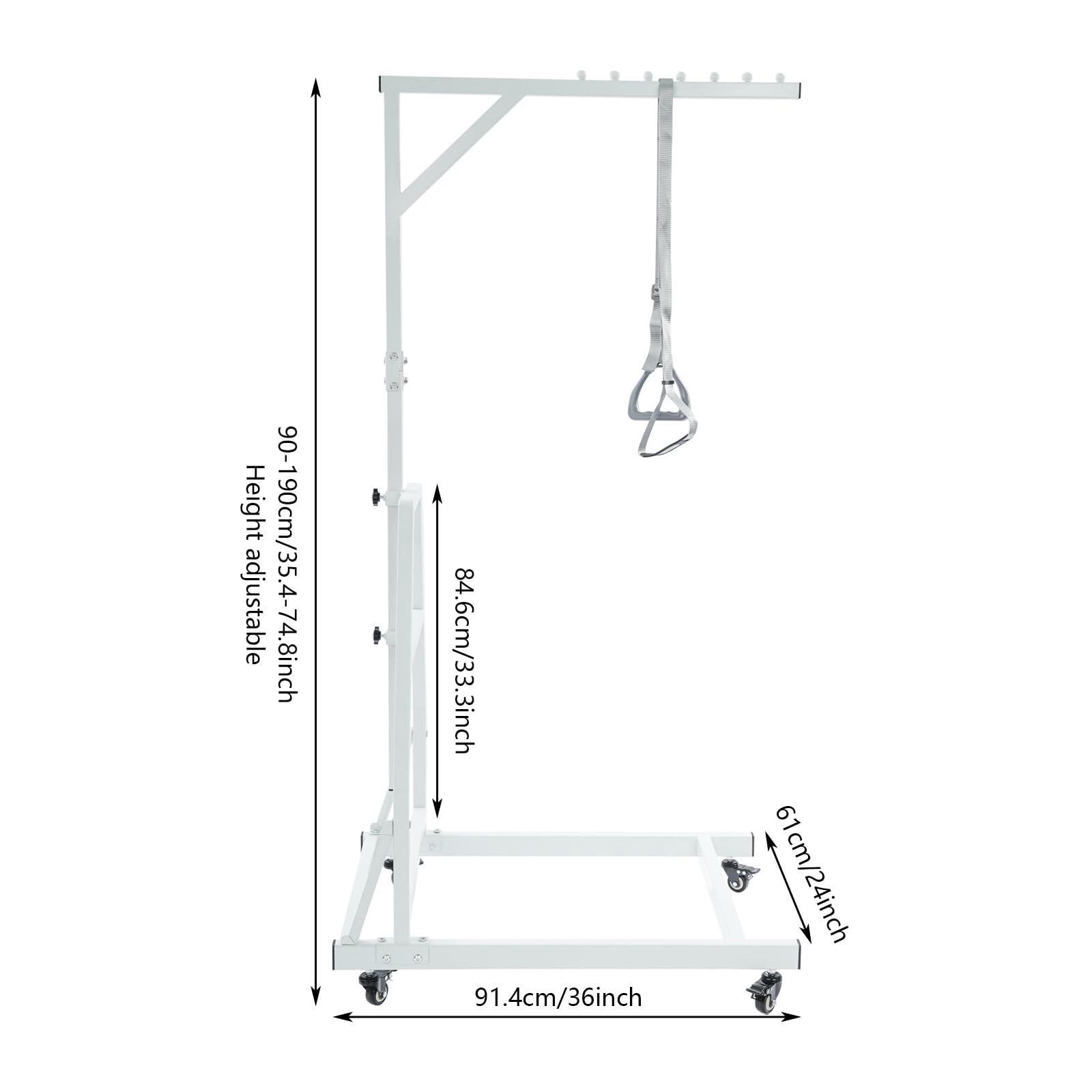 Barra trapezoidal para movilidad de la cama, barra de dominadas de alta resistencia con soporte de suelo, capacidad de carga de 150 kg, ayuda para levantarse, cama trapezoidal con ruedas universales