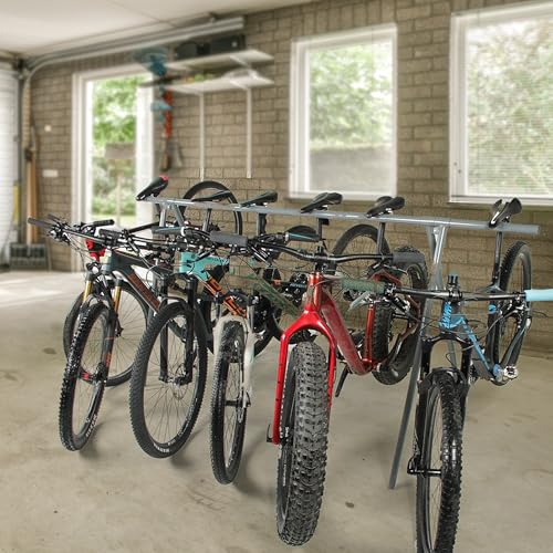 Stationary Outdoor Indoor Bike Rack &ndash; Holds Up to 10 Bicycles | Heavy Duty Floor Bike Storage Rack for Garage, Yard, or Home Organization | Easy Assembly Metal Bicycle Stand for Road & Mountain Bikes