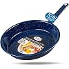 Alpine Cuisine Enamel Steel Dark Blue Speckle Fry Pan 10in - Spiral Bottom - Flared Edge & Scratch Resistant Frying Pan - Soft Touch Bakelite Handle, Suitable for Kitchen Pans, Dishwasher Safe