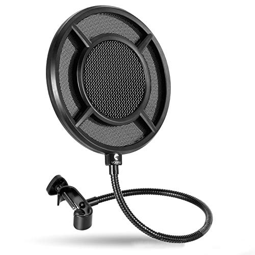 Ruiqas Mic Pop Filter Double Metal Mesh Windscreen Filter with Flexible Clip for Recording Meeting