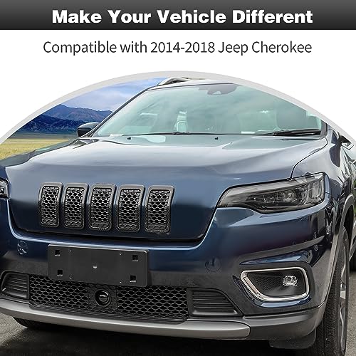 Image of CheroCar for Jeep Cherokee Front Grille Cover Grill Frame Trim Inserts Fits for 2019-2025 Jeep Cherokee,Carbon Fiber